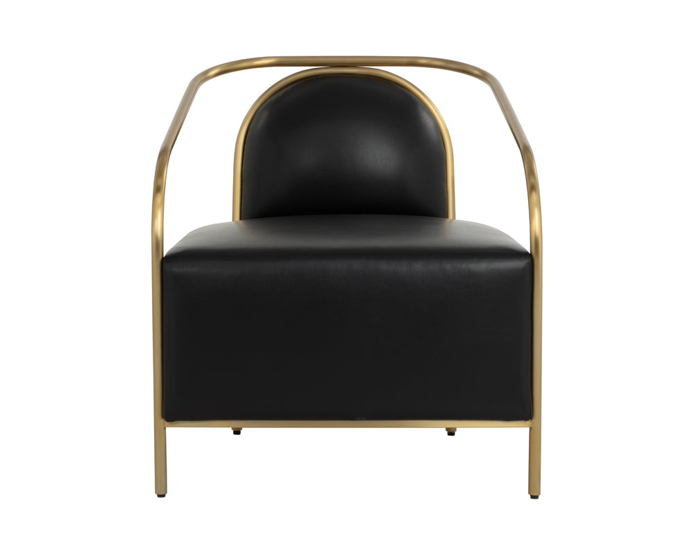 Sunpan Cicero Lounge Chair - Elegant Cantina Black Faux Leather With Sleek Gold Stainless Steel Frame Black Bonded Leather 111330