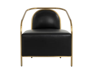 Sunpan Cicero Lounge Chair - Elegant Cantina Black Faux Leather With Sleek Gold Stainless Steel Frame Black Bonded Leather 111330