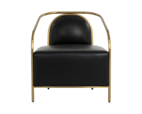 Sunpan Cicero Lounge Chair - Elegant Cantina Black Faux Leather With Sleek Gold Stainless Steel Frame Black Bonded Leather 111330