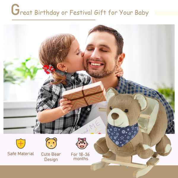 English Elm Qaba Giraffe Plush Toddler Rocking Ride on Toy with Sound and Safety Belt W2225P200498