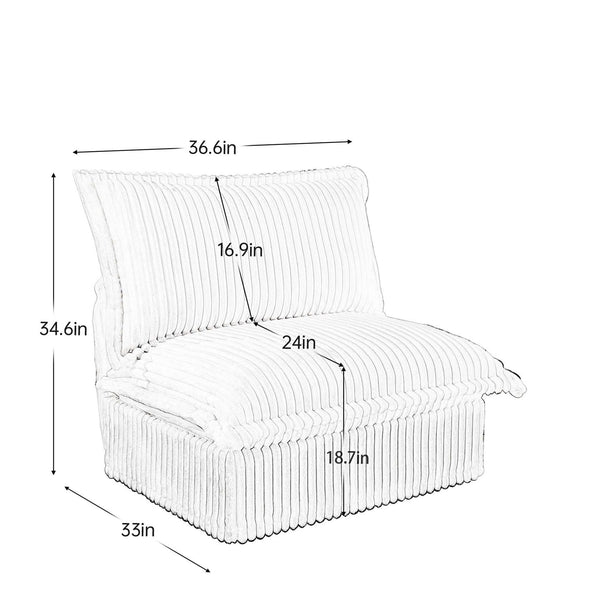 English Elm Koala Armless Chenille Sofa Deep Seat Wraparound Pillows for Modern Living Rooms W3041P240122