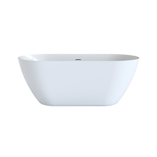 English Elm 55" Acrylic Freestanding Soaking Tub Glossy White Spa Style Deep Basin Bath W1920P386230