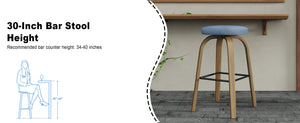 English Elm Swivel Backless Counter Stools Set of 2 with Fabric Seat Bentwood Legs Mid-century Modern Blue W3107P446559