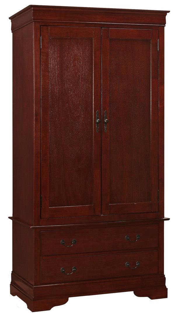 English Elm Elegant Cherry Wood Armoire with Spacious 78"H x 40"W x 24"D Storage, Durable Cherry Finish, Classic Design B078S00025