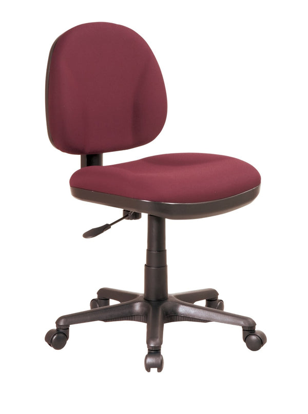 OSP Home Furnishings Sculptured Armless Ergonomic Task Chair with Lumbar Support for Home or Office Use Icon Burgundy 8120-227