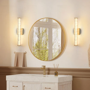 English Elm 19.7'' Gold Wall Sconces Set of 2 - LED 12W K9 Crystal Iron Vanity Lights Dimmable 3000-6500K Warm/Cool W2312P394337