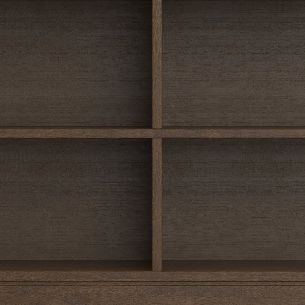 English Elm Harper Solid Wood Low Bookcase with Splayed Legs Walnut Finish Mid-century Modern Shelf B136P481644