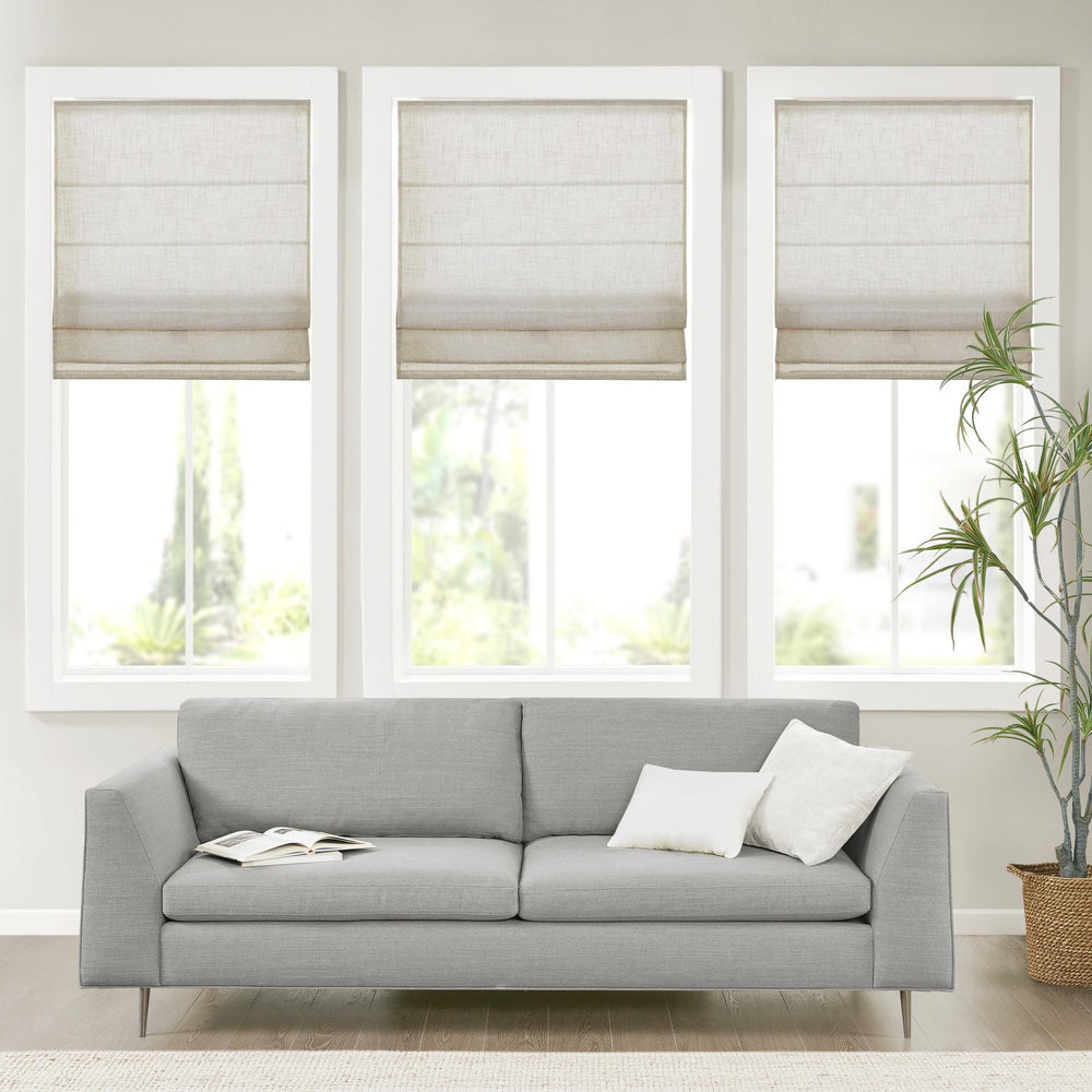 English Elm Light Filtering Cordless Roman Shade Linen Blend Textured Weave for Any Room B035129750