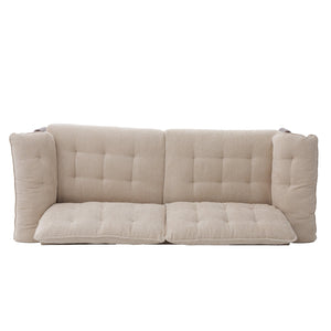English Elm 83.5 In. Three Seat Boucle Sofa with Looped Texture and Lumbar Support for Living Rooms Beige N773IS00096B