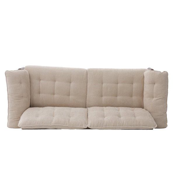 English Elm 83.5 In. Three Seat Boucle Sofa with Looped Texture and Lumbar Support for Living Rooms Beige N773IS00096B