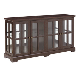 English Elm Led Curio Display Cabinet - Antique Cherry 4-Door Showcase With Adjustable Shelves & Colorful Lighting W2275P231691