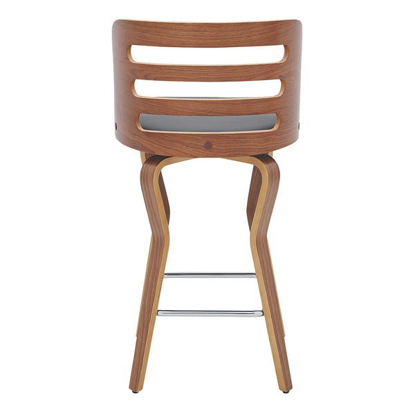English Elm Lusera 26" Swivel Bar Stool In Gray Faux Leather & Walnut Wood - Mid-Century Comfort & Style B2736P268576
