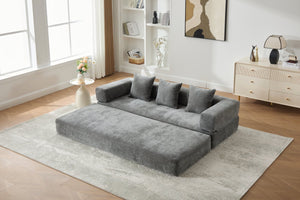 English Elm UNITED Folding Sofa Bed with Removable Cover Zipper, Chenille Memory Foam Sleeper for Small Spaces Gray W1568P293808