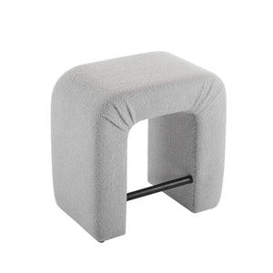English Elm Christopher Knight Home® - 24'' Boucle stool with inverted U design, cozy loop-pile seating, durable rubberwood footrest, modern set of 2 Grey N780P187017G