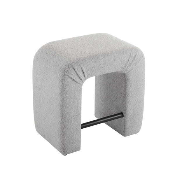 English Elm Christopher Knight Home® - 24'' Boucle stool with inverted U design, cozy loop-pile seating, durable rubberwood footrest, modern set of 2 Grey N780P187017G