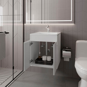 English Elm White Modern Bathroom Vanity With Integrated Basin & Two-Door Storage For Compact Spaces B062P355535-GIGA