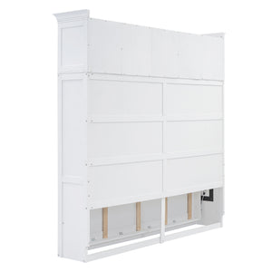 English Elm Full Size Murphy Wall Bed with Top Cabinet Storage for Studio or Guest Room LP006664AAK-1