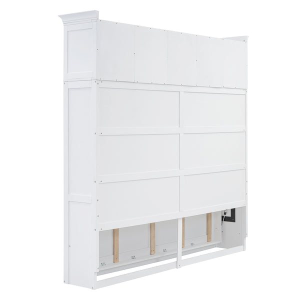 English Elm Full Size Murphy Wall Bed with Top Cabinet Storage for Studio or Guest Room LP006664AAK-1