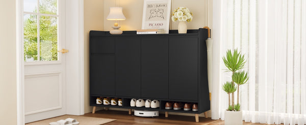 English Elm On-Trend Contemporary Shoe Cabinet With Adjustable Shelves, Stylish Organizer For Entryway & Living Room N721S000058B-GIGA