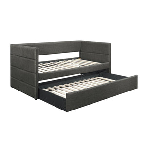 English Elm Modern Daybed with Trundle Dark Gray Upholstered Twin-Size Sleep Space Wooden Frame Stylish Versatile B011S01507