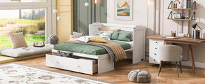 English Elm Full Size Wall Murphy Bed Cabinet with Storage Drawer and Built-in Usb Charging White N708P205903K