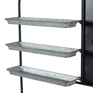 English Elm 36x18.5x70" Industrial Iron Tiered Shelf with Magnetic Board for Kitchen or Patio W2078P499968