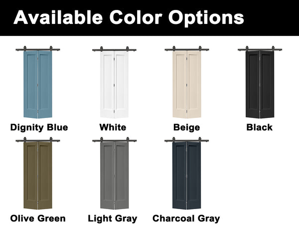 English Elm 24 in Primed Mdf Bi-fold Barn Door with Raised 6-panel Profile and Sliding Hardware B2763P491030