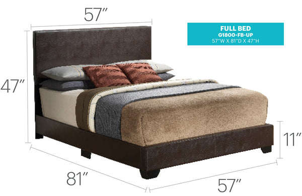 English Elm Cappuccino Full Bed with PU Finish, 47"H x 57"W x 81"D — Durable Casual Design, Easy Assembly, Cozy Style B078108062