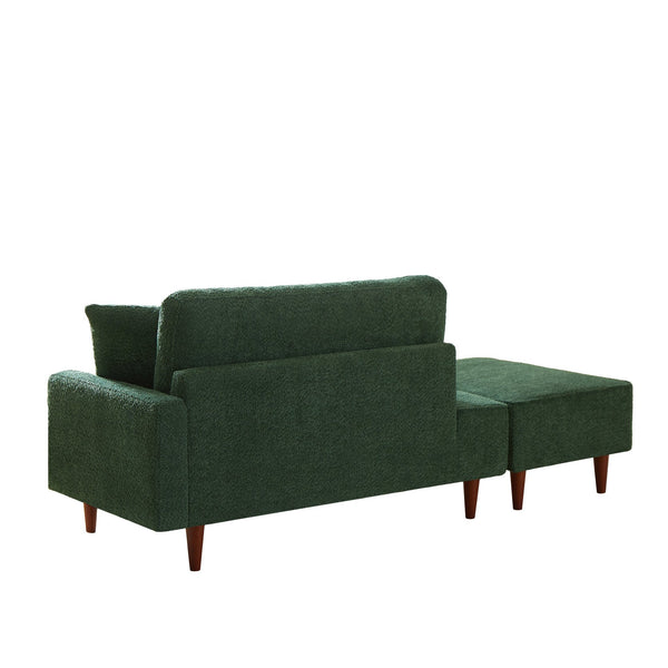 English Elm Indoor Boucle Chaise Lounge with Detachable Ottoman Convertible Daybed Bedroom Reading Nook Green W5515P438696