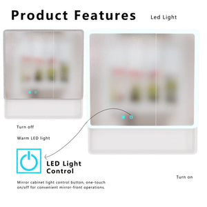 English Elm Led Bathroom Medicine Cabinet with Anti Fog Mirror Aluminum Double Door Wall Mount W3083P451439