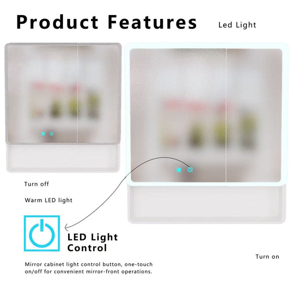 English Elm Led Bathroom Medicine Cabinet with Anti Fog Mirror Aluminum Double Door Wall Mount W3083P451439