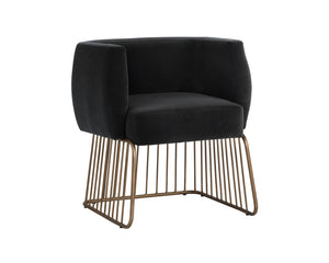 Sunpan Gala Dining Armchair - Rustic Modern Design with Comfortable Seat and Antique Brass Base for Any Space Shadow Grey