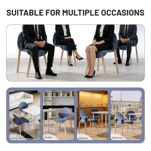 English Elm Summer 5 Piece Round Dining Set Polypropylene Stackable Chairs Oak Legs Modern Style Grey-Blue,White W3450S00039