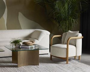 Sunpan DENVER Artisan-Crafted Coffee Table with Glass Top & Antique Brass Base for Modern Living Rooms 109556