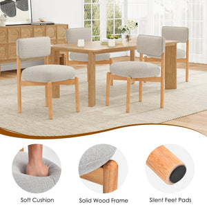 English Elm Modern Linen Upholstered Dining Chair Set Solid Wood Cross Base Removable Back Light Gray T3623P465995
