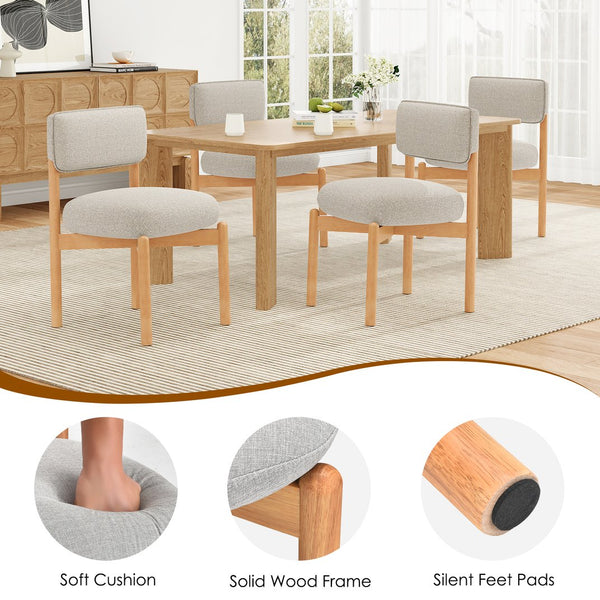 English Elm Modern Linen Upholstered Dining Chair Set Solid Wood Cross Base Removable Back Light Gray T3623P465995