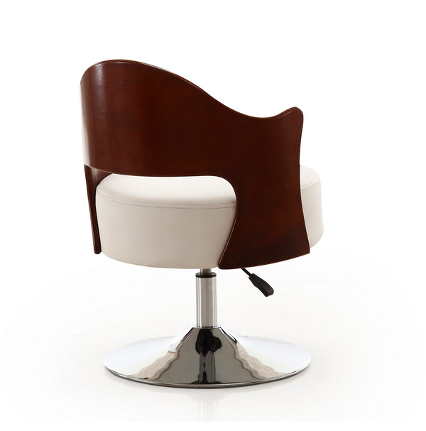 English Elm Bopper Vegan Leather Swivel Lounge Chair White — Adjustable Height, Polished Chrome Base, Modern Two-Tone Design B365P397929