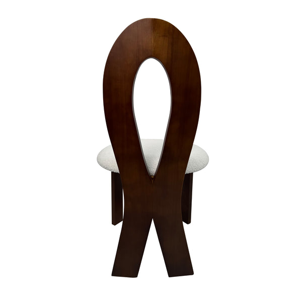 English Elm Dining Chairs Set Of 2 - Elegant Pure White Teddy Velvet With Deep Walnut Frame & Unique Backrest Design W2700P338556