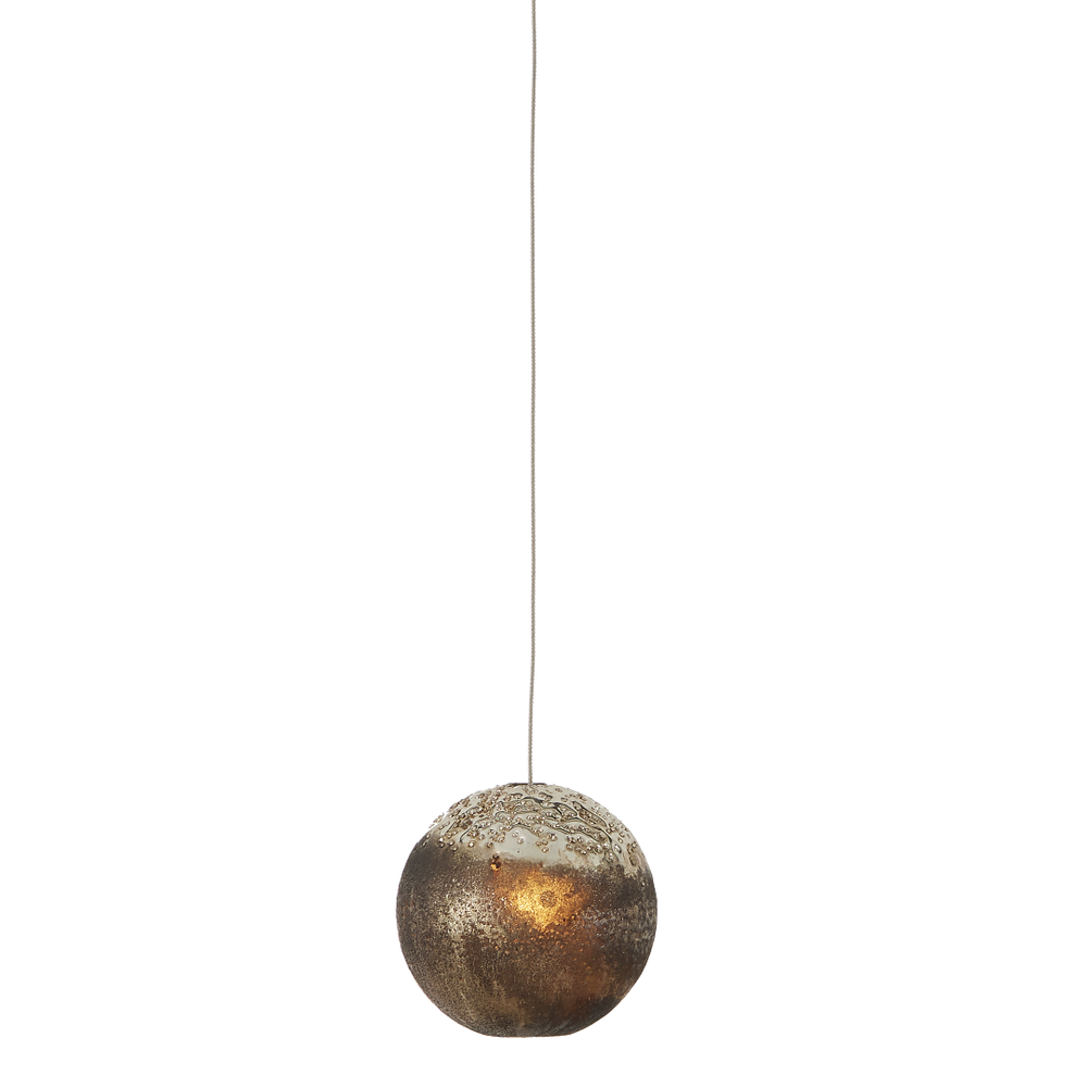 Pathos Round Multi-Drop Pendant Light - Artistic Glass Shade with Reactive Glaze and Antique Finish