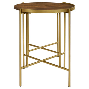 English Elm Genevieve Mango Wood Round Nesting Tables with Gold Iron Base for Living Room B062P447808
