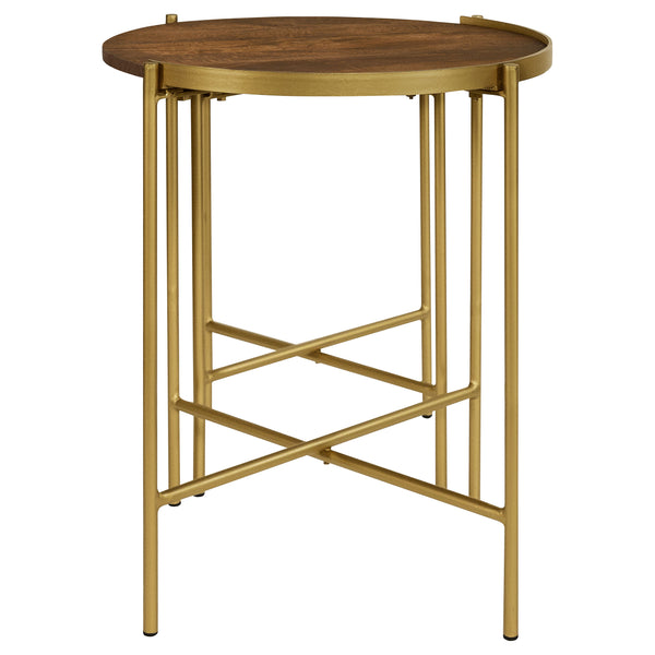 English Elm Genevieve Mango Wood Round Nesting Tables with Gold Iron Base for Living Room B062P447808