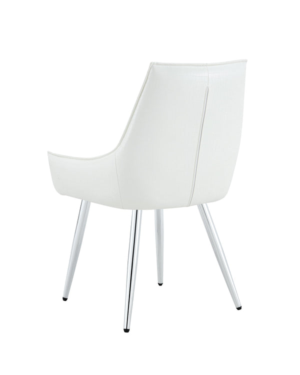 English Elm Crocodile Textured Pu Leather Accent Chair Diamond Tufted with Chrome Metal Legs W3493P456345