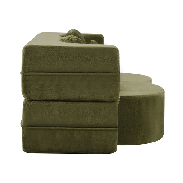 English Elm Queen Foldable Sofa Bed with Plush Chenille Cover, High-Density Foam Convertible Futon for Living Room Guest Room Bedroom Green W1829P348207