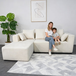 English Elm Combination Linen Sectional Sofa Bed Modular Left Corner Design for Living Rooms W3064S00003