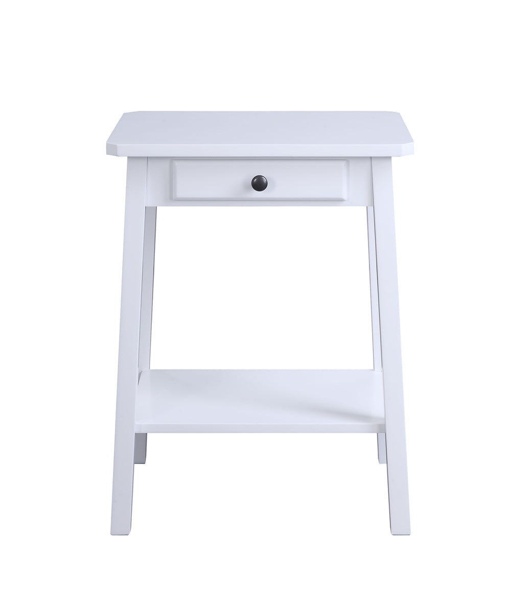 English Elm Kaife White Finish Accent Table with Drawer & Shelf, MDF Rectangular Top, 40lb Capacity, KD B2726P295243