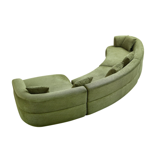 English Elm 155.91 Inch Modular Curved Sectional Sage Green Quilted Polyester Sofa for Living Room W2582S00197