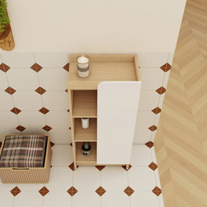 English Elm 16" Slim Wall Mounted Bathroom Cabinet Plywood Open Shelves Scandinavian Storage W3450P440622