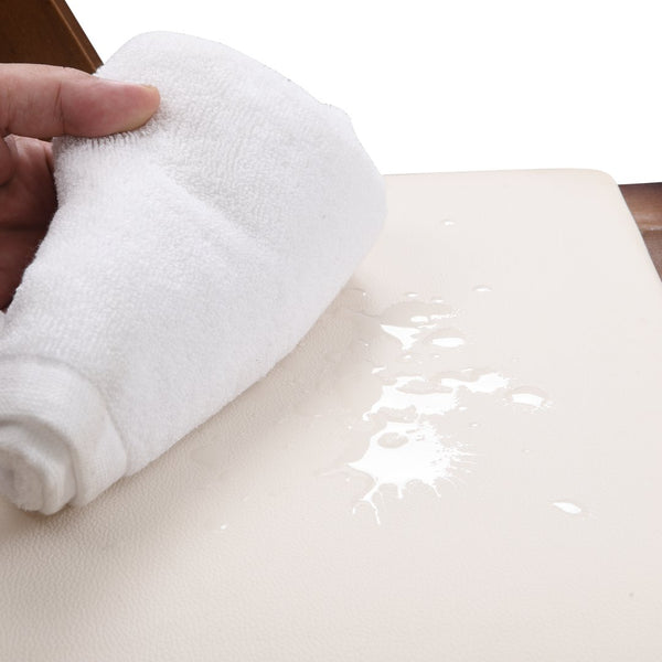 English Elm Upholstered Solid Wood Folding Chair Set of 4 — Walnut Frame, Beige PU Cushion, Space-Saving Comfort W49553920