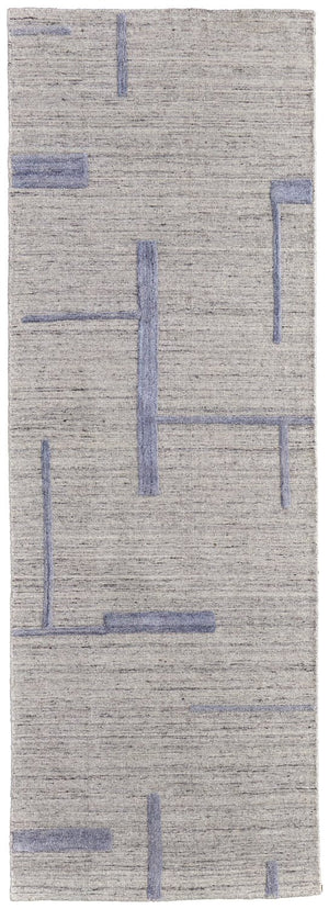 Feizy Rugs Longridge Hand Woven Geometric Design Rug - Luxurious High-low Pile For Modern Home Décor Ivory,Blue Viscose,Wool T09t8002bgeblui36