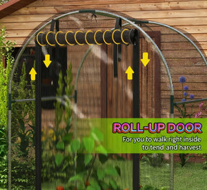 English Elm Plant Cage Galvanized Steel Garden Enclosure with Hdpe Mesh and Zippered Walk-in Door T3971P423118